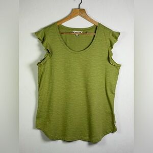 Toad&Co Women’s Green Organic Cotton Tencel Ruffle Sleeve Top Size L